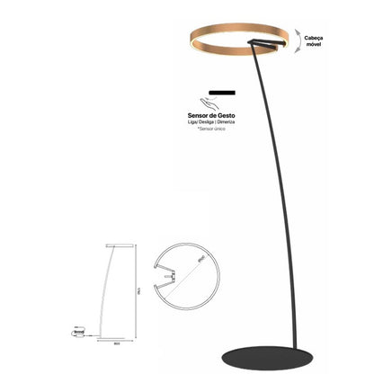COLUNA DE PISO TATO 8W 3000K DOURADO PIX ILUMINAÇÃO